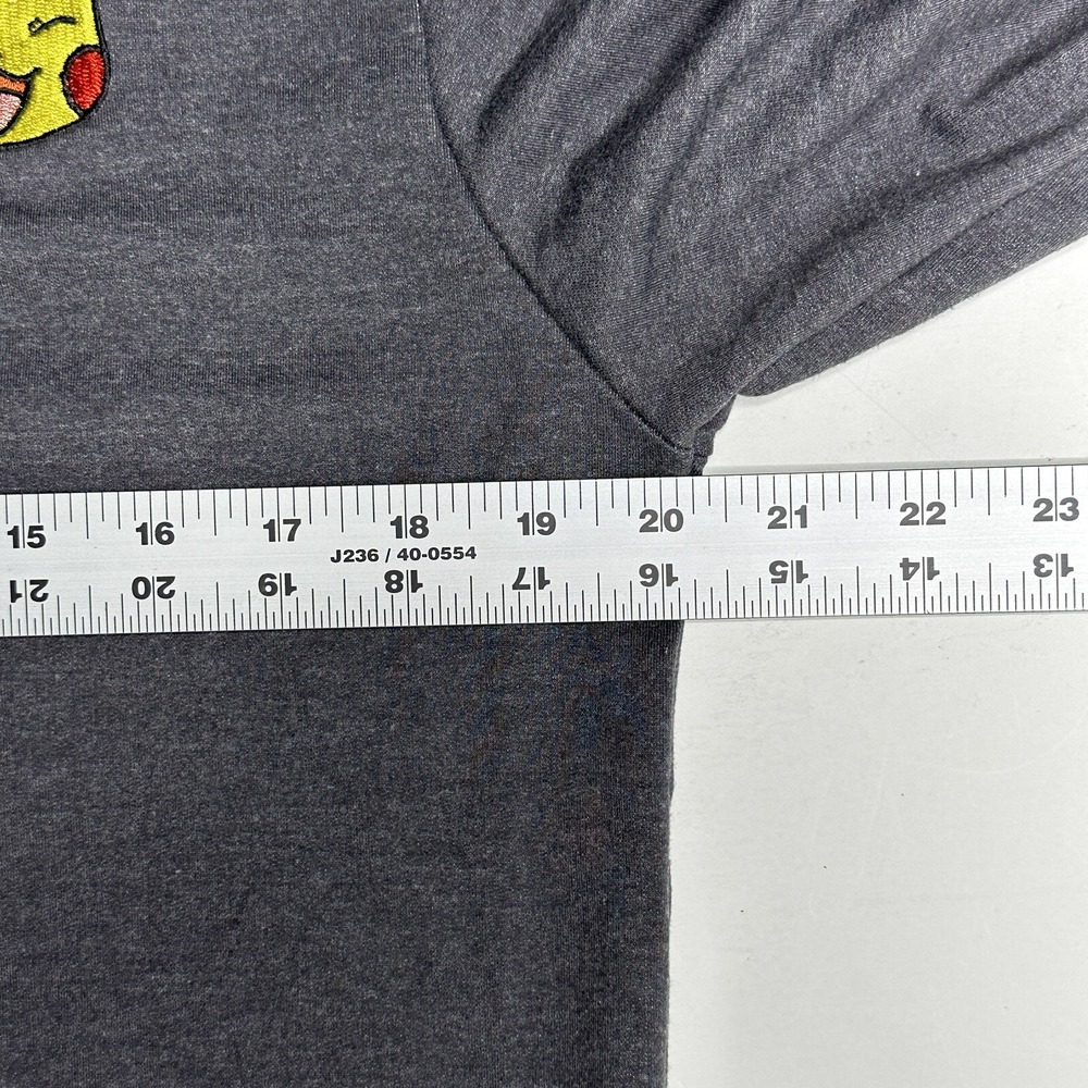 Pokemon Pikachu Sweater Gray Long Sleeve Unisex S Embroidered Logo Bolt Zipper - Picture 9 of 11